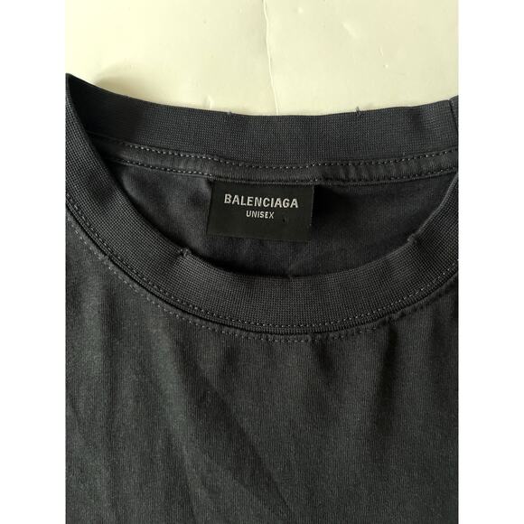 Balenciaga Black Graffiti Lettering Oversize T-Shirt Unisex L Distressed Raw Hem - Picture 3 of 10